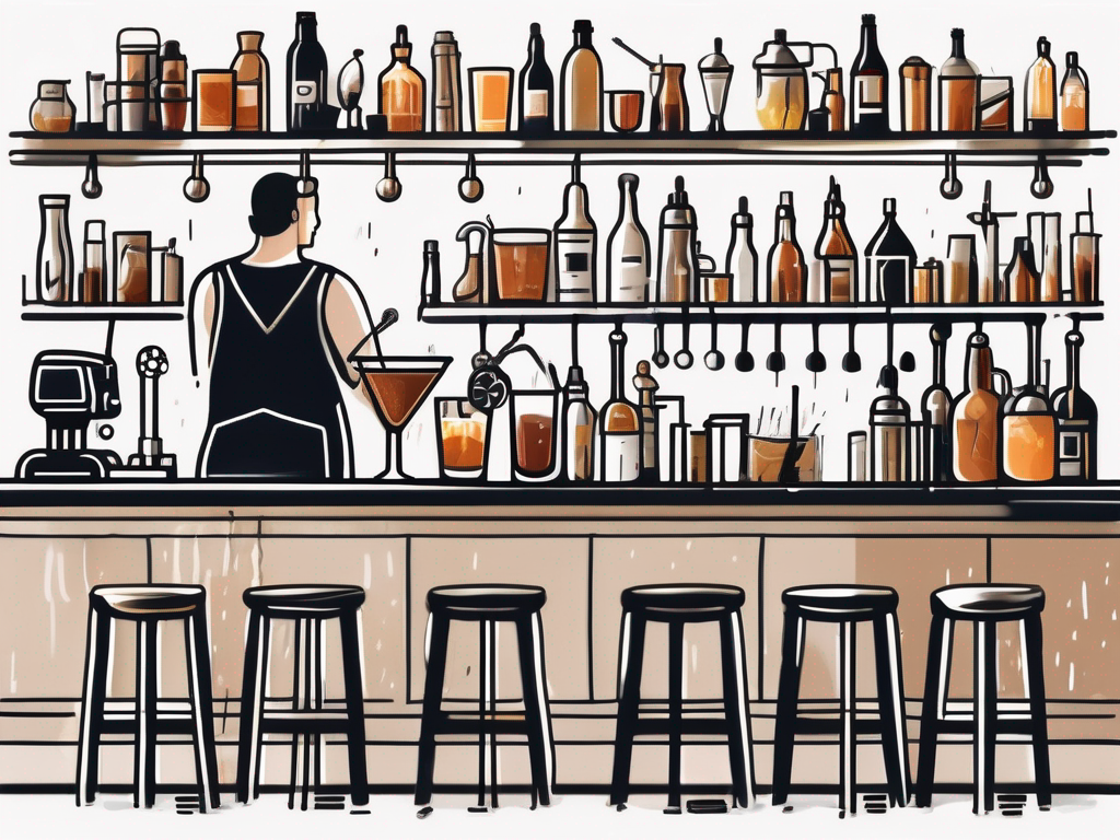 A bustling bar scene with various cocktails