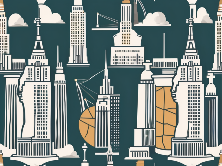 Iconic new york landmarks such as the statue of liberty or the empire state building