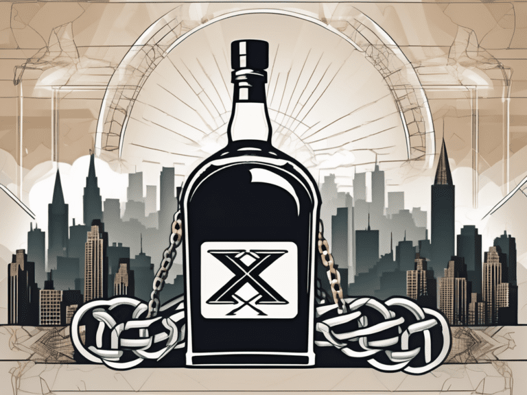 A vintage liquor bottle with a large 'x' over it